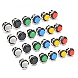 16MM Momentary Push Button on Off Switch Schalter Sortiert Rot Grün Gelb Blau Weiß Schwarz, 3 A 250 V AC 2-poliger selbstrückstellender Mini Rundschalter