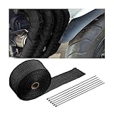 JNNJ Thermoband Auspuff, Hitzeschutzband für Motorrad Auspuffkrümmer, 15M Hitzebeständig Auspuffband isoliert für Motorrad Auto Fächerkrümmer Thermoband Krümmerband