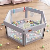 EAQ Baby Laufstall Faltbar,Extra Stabil Baby-Laufgitter mit passender Matte, Aktivitätszentrum für Kinder für drinnen und draußen mit rutschfester Unterseite (Hexagon)