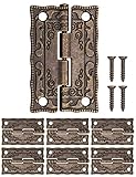 FUXXER® - Antike Mini-Scharniere, Metall-Scharniere, Eisen-Scharniere, Klassisches Design, für Schränke, Schrank-Türen Truhen Kisten Dosen im Vintage Land-Haus Retro Stil, 36x23 mm, bronze, 6er Set