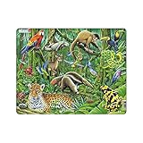 Larsen Puzzle FH10 Südamerikanischer Regenwald, Alter 6–10, Lernpuzzle Tierwelt & Pflanzen, 70 Teile, farbenfroh, Rahmenpuzzle ohne Box aus Norwegen