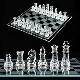 Glas Schachspiel Hochwertig 25 × 25 cm Tragbares Reiseschach Anfänger Schachspiel Schachbrett Schachset Chess Board Schach für Kinder und Erwachsene