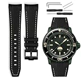 HORACE 22 mm Kautschuk-Uhrenarmband kompatibel mit Blancpain x Swatch Scuba Fifty Fathoms (Schwarz – Beige Abyss-Naht – Schwarz)
