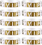 Sibba 200 Pcs Eintrittsbänder Armbänder Armband Abzeichen vip Wasserdichte Papierarmbänder Farbige Eintritt Festivals Party Events Arm Hand Etiketten Halter Stempel Strap Büro Schulbedarf (Gold)