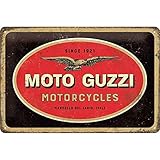 Nostalgic-Art Retro Blechschild, 20 x 30 cm, Moto Guzzi – Logo Motorcycles – Geschenk-Idee für Biker, Original Lizenzprodukt (OLP), aus Metall, Vintage Design, Blechschilder Sprüche