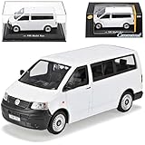 Generisch Volkwagen T5 Personen Transporter Weiss 2003-2015 mit Sockel und Vitrine 1/43 Cararama Modell Auto