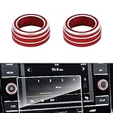 BLINGOOSE Auto Zubehör für VW Volkswagen Lautstärkeregler Knopf Abdeckungen Aufkleber Mittel Konsole Control Switch Deko für VW Golf GTI Jetta Tiguan S Atlas Taos Rot 2St