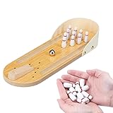 Relaxdays Tischbowling Tischkegelspiel Natürliches Massivholz Wichtelgeschenk Ungiftige Farbe Büro-Gadgets Teenager, Jungen, Weihnachtsstrumpffüller Schrottwichteln Geschenke Geschicklichkeitsspiele