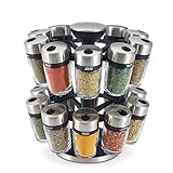 Cole & Mason H121809 Cambridge Gewürzregal mit 20 Gewürzgläsern, 360 Gewürzkarussell/Gewürzregal Stehend, Edelstahl / Glas, Gewürze/Kräuter enthalten, 2 Jahre Garantie