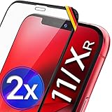 UTECTION 2X Full Screen Schutzglas 3D für iPhone XR & iPhone 11 (6.1") - Perfekte Anbringung Dank Rahmen - Premium Displayschutz 9H Glas - Kompletter Schutz Vorne - Folie Schutzfolie Schwarz Clear