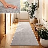 Paco Home Moderner Kuscheliger Wohnzimmer Teppich Kurzflor waschbar flauschig Weich Einfarbig Felloptik zeitlos stilvoll rutschfest pflegeleicht, Grösse:80x150 cm, Farbe:Grau