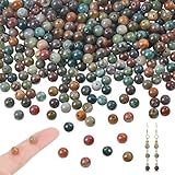 NBEADS ca. 295 Stück Indischer Achat Perlen, 6mm Natürliche Achat Perlen Runde Rhodonit-Edelstein-Perlen Abstandshalter Lose Steinperlen für Armband-Schmuckherstellung, Loch: 1 mm