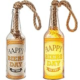 alles-meine.de GmbH Glas - Lichterflasche - 6 Stück LED Happy Biers Day to You LICHT Dekoflasche/Flasche/Bierflasche - 25 cm - Batterie betrieben - warmweiß - Flaschenlic..