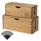 KIRIGEN Kabel-Management-Box aus Holz, Kabel-Organizer, Versteck, Steckdosenleisten, elektrische Stecker, Schreibtischkabel, Station, Schutz, 2 Stück, Dunkelbraun