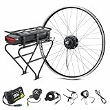 YOSE POWER Ebike Kit 36V250W 28" Frontmotor Fahrrad E-Bike Hub Umbausatz Integrierte Controller mit 36V 13Ah Gepäckträger Akku für 28" Scheibenbremse V-Brake Hinterrad Bike mit Rücklicht
