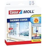 tesamoll Thermo Cover Fenster-Isolierfolie - Transparente Isolierfolie zur Wärmedämmung an Fenstern - Inklusive praktischer Klebelösung - 4 m x 1,5 m