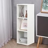 PACHIRA Bücherregal mit 3 Ebenen, 1 * 3 Holz Bücherschrank Stufenregal, Standregal mit 3 Fächern, offenes Aufbewahrungsregal Würfelregal für Kleidung, Spielzeug, Büroregal für Wohnzimmer