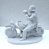 Graf von Gerlitzen Militaria 2. wk Soldat Porzellan Kradmelder Motorrad Landser Weiß selten 25 cm. x 23 cm. Art. A98