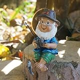 Gartenzwerg-Statue Deko, 10cm Alter Zwerg mit Angel, Miniatur-Figur für Felsenlandschaft, Aquarium, Garten, Büro und Hofdeko