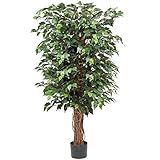 Ficus Benjamini Kunstpflanze, Künstliche Pflanzen Groß, Kunstbaum 123 cm Hoch mit 672 Blättern, Ideal für die Esszimmer und Eingangsbereich und Innendekoration