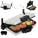 Kontaktgrill, Scheffler 2000W Optigrill,Multi grill, Lahmacun Makinasi, Grill, Toaster, Brotmaschine, Edelstahl Tischgrill mit Grill, Brotbackform, Antihaft-Beschichtung