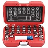 Tidyard 21-TLG. Felgenschloss-Demontagewerkzeug-Set Zur Demontage von BMW Felgenschlössern,Radsicherungs-Demontage-Einsätze mit 17 mm Sechskantantrieb Chrom-Molybdän-Stahl