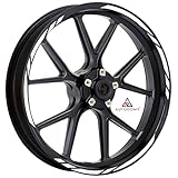 Autodomy Motorrad Felgenaufkleber Komplettset | Felgenrandaufkleber für 2 Räder 15" bis 19" Zoll | Felgen Aufkleber Motorrad Tuning | Felgenaufkleber Motorrad Racing Design (Weiß)
