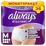 Always Discreet Inkontinenz-Höschen Plus für Frauen, M, 36 Höschen, Verhindert Auslaufen Und Gerüche, Angenehm Und Kaum Spürbar
