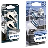 Philips automotive lighting 12496SVB2 Kugellampe PY21W SilverVision & WhiteVision ultra W5W Signallampe, Doppelblister, 35484330, Double blister