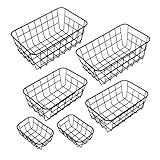 Metall Aufbewahrungskorb schwarz je 2x 25/21 / 15 cm - 6er Set - Regal Gitterkorb ineinander Stapelbar - Drahtkorb Metallkorb Korb für Regal Schrank Küche Büro