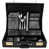 KARL HAUSMANN Besteck Set 12 personen - 72-teilig - Essbesteck Spülmaschinenfest Rostfrei - BesteckSet aus Edelstahl - Koffer - Cutlery set 12 People - Silverware Set - Bestecksets