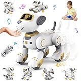 VATOS Roboter Hund Kinder Ferngesteuerter Spielzeug - Interaktiver Anfassen und Folgen Roboterhund mit 17 Funktionen, programmierbarer Tanz Musik RC für Mädchen 3-12 Jahren