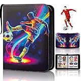 Sammelkarten Album, Sammelalbum Fußball Karten Ordner 4 Taschen 50 Seiten für 400 Karten kompatibel mit allen Arten von karten Sport Karten Heft Sammelmappe mit Reißverschluss Tragegriff(B)