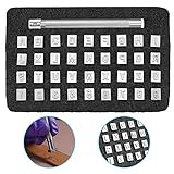 GOLRISEN 37 Stück Leder Stempel Alphabet A bis Z Stanzwerkzeuge 3mm Zahlenstempel 0-9 Prägestempel 6.5 mm Buchstaben Stempel Bastelstempel Punzierstempel für DIY Prägen Ton Leder Handwerk Druck