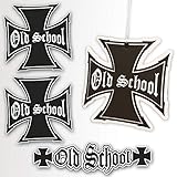 Oldschool Aufkleber Duftanhänger Tuning Set 4 teilig - Retro Duftbaum - Sticker wetterfest