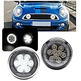NSLUMO LED Halo Ring Tagfahrlicht Rally DRL Fahrlicht für Mini Cooper R55 R56 R57 R58 R59 2Pcs Bimmer Schwarze Schale Zusatzscheinwerfer Led DLR Lampen