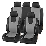 VALKEM Auto Sitzbezüge Set für Volvo C70 2006-2013 – 5 Sitzer Autositzbezüge Universal Set Wasserdicht rutschfest Atmungsaktiv Sitzschoner Auto Zubehör,B Grey