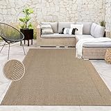 Paco Home Teppich Indoor-Outdoor, moderner Jute-Look in natürlicher Sisal Optik, robust & wetterfest, ideal für Terrasse Wohnzimmer & Küche, Grösse:120x170 cm, Farbe:Beige