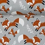 Jersey Stoff Baumwolljersey THEO | Füchse | 3 Farben | Ökotex | Coupons á 50 cm (grau)