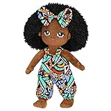 JUSTQUNSEEN Schwarze Puppen Baby Puppe ab 1 Jahr stoffpuppe mädchen ab 1 Jahr，afrikanische Mädchenpuppen Mode 50 cm, Afrikanische Puppe für Kinder mit ausziehbarer Kleidung