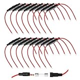 Comioke 5x20mm AGC-Sicherungshalter, 16 Stück, 32V 20A, Rot, Kunststoff + Metall, Inline-Schraub-Typ, 16 AWG, Wasserdicht, Niederspannung, Glassicherung, Feinsicherungshalter