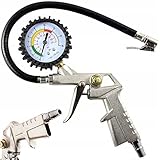 Retoo 220 psi Reifenfüller mit 35cm und Manometer-Messbereich 0-12 bar, Schlauchlänge, Reifendruckprüfer, Reifendruckmesser, Multifunktion Luftdruckprüfer, Reifenfüllgerät, Reifenfüll-Messgerät