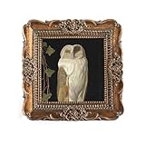 VINLIFE Bilderrahmen, 7,6 x 7,6 cm, quadratisch, Vintage-Stil, antiker Bilderrahmen, Brieftaschengröße, kleine kunstvolle Rahmen, antike Galerie, Wandkunst, Bronze-Goldrahmen