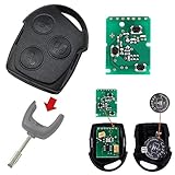 Autoschlüssel Funk Fernbedienung Austausch Gehäuse mit 3 Tasten + Platine Sender + Batterie kompatibel für Ford Focus Streetka KA Fusion Mondeo Puma Fiesta Tourneo Cougar C-Max
