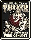 Original RAHMENLOS Deko Blechschild als Geschenk für LKW Fahrer - Hart härter Trucker