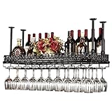 Weinglashalter Metall Decke Weinregale Lagerung, Schwarz Bronze Weinkelch Stemware Glas Rack, Hängende Weinglas Halter Bar Dekoration Display Regal (größe : 120×35cm)