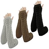SHEPIN 3 Paar Armstulpen Damen Wolle Pulswärmer Strick Halb Fingerlose Handschuhe Gestrickte Handstulpen Unisex Winterhandschuhe Damenhandschuhe handschuhe Winter Armwärmer