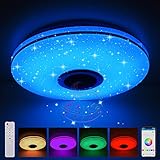 36W LED Deckenleuchte Dimmbar mit Bluetooth Lautsprecher,LED Deckenlampe mit Fernbedienung oder APP-Steuerung,RGBW Farbwechsel,Einstellbar für Schlafzimmer Küche Kinderzimmer Wohnzimmer
