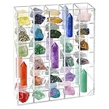Fhmidic Acryl Vitrine, Verstellbarer Steinvitrine mit verspiegelter Rückseite, Wandvitrine staubdichte Schaukasten, Alternative Glasvitrine für Sammlerstücke, Mineralkristall, Felsen (28x6.5x32.7cm)