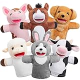 JOYIN 6 Stück Tier Handpuppen Spielzeug Set für Kinder,Freunde Im Tiergarten, Deluxe plüschtiere Kinderhandpuppen mit beweglichem offenem Mund für EIN fantasievolles Spiel